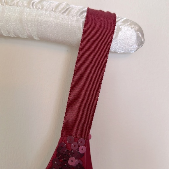 Theory Sequin Cocktail Shift Dress Size 8 Midi Burgundy Fully Lined Silk Shell - Picture 3 of 9